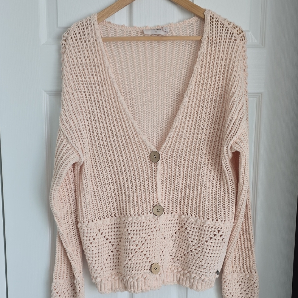 Elegant Pink Knit Cardigan Sweater